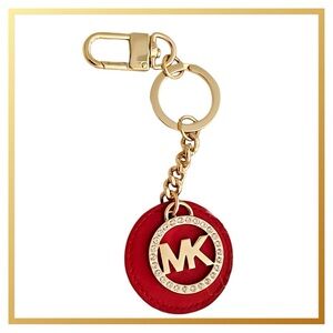 New Michael Kors Red and Gold Key Holder with Crystal Accents